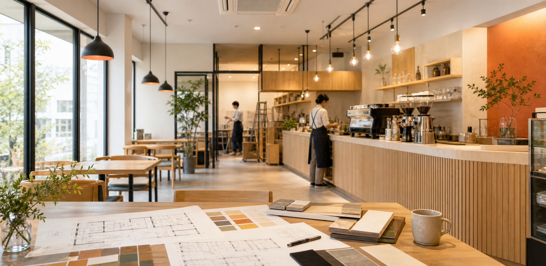 店舗開業をイメージしたカフェ内装