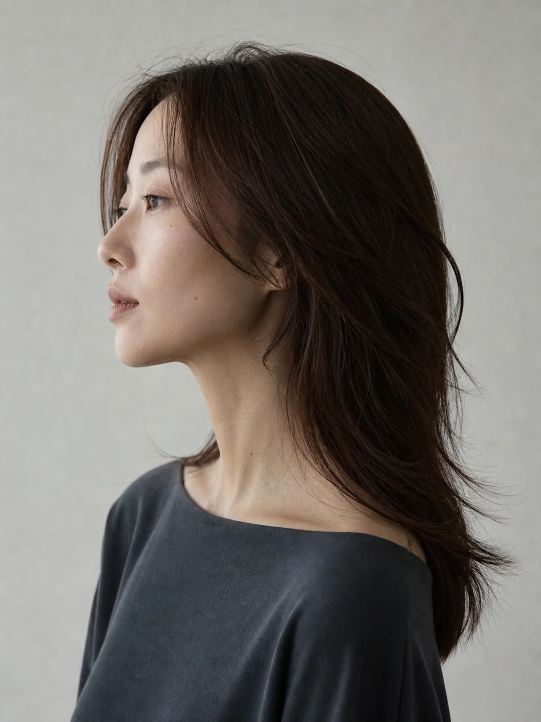 レイヤーを入れたロングのヘアスタイル