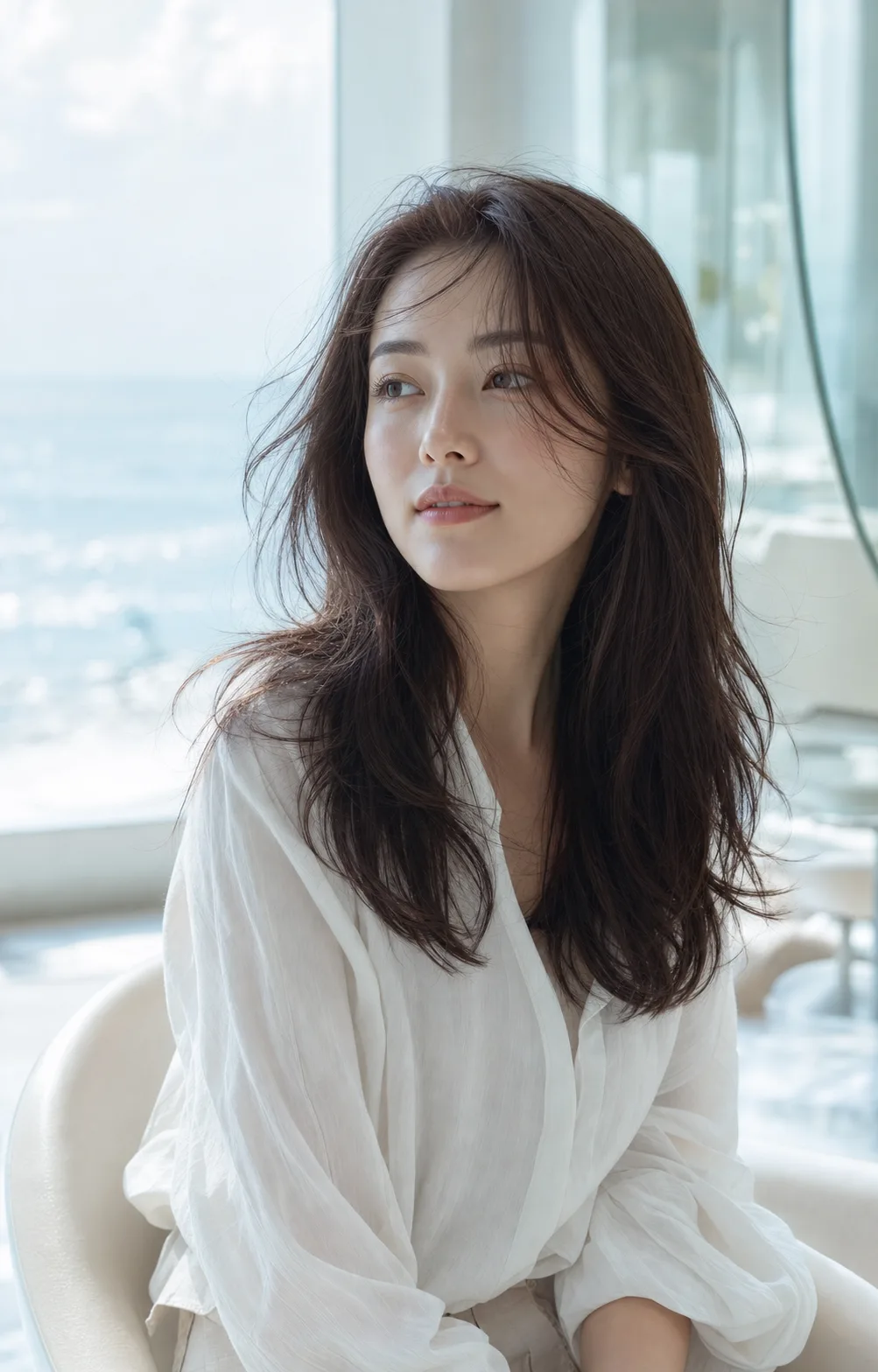 透明感のあるロングヘアの女性